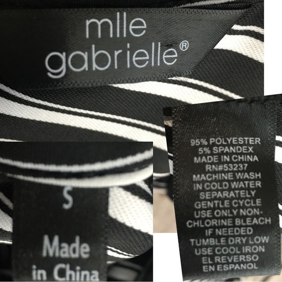 Mlle Gabrielle Black White Striped Stretch Button Down Shirt Dress size  Small - Picture 15 of 16